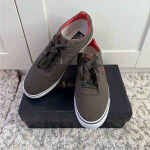 Polo by Ralph Lauren Men's deep Olive and Orange assents Sneakers